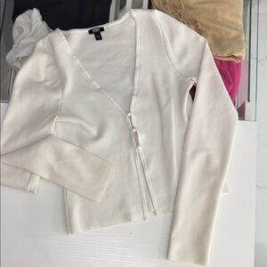 Express Cream V-Neck Cardigan